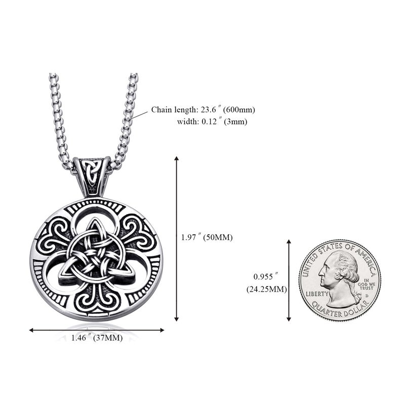 ENHONG Celtic Knot Necklace for Men,Stainless Steel Double Side Solid Heavy Pendant with Chain 28 inches - Image 3